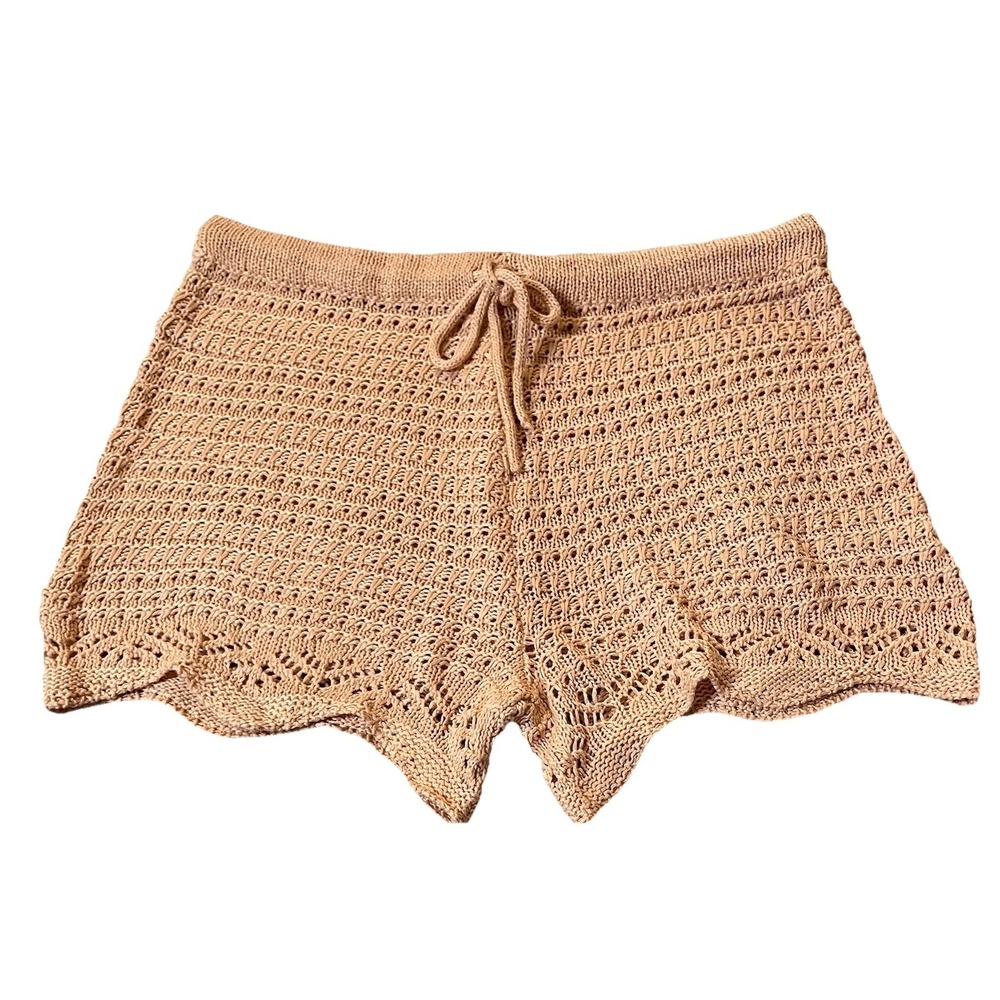 Jolie & Joy Crochet Shorts XL Peach Drawstring Scalloped Hem Classic City READ